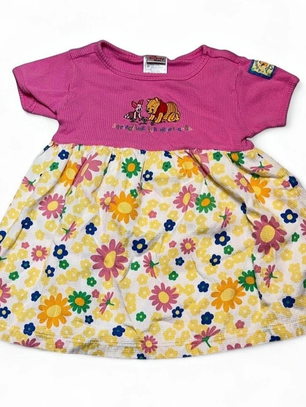 Vintage Disney Winnie the Pooh Dress Girls 3T Pink & White